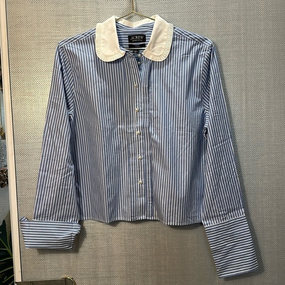 J crew Slight Cropped garçon shirt with pearl buttons in stripe Size 6 - Picture 6 of 15